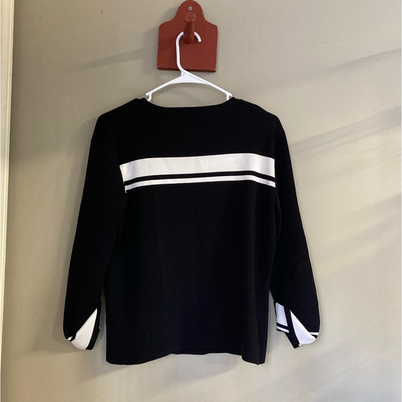 Vintage Michelle Nicole Black Stripe Cardigan Sweater L - Picture 5 of 6